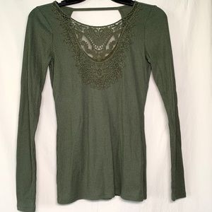 Olive Green Laced Long Sleeve